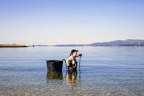 Mariscadora en la localidad de Vilagarcía de Arousa