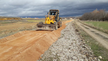 Avanzan las obras del Camino Natural Santander-Mediterráneo a su paso por la Comarca del Jiloca en la provincia de Teruel.