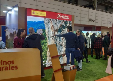 Vista en 3 dimensiones del estand de la Red de Caminos Naturales en Intur 2019