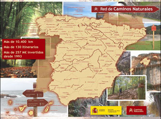 Mapa mostrando todos los Caminos Naturales